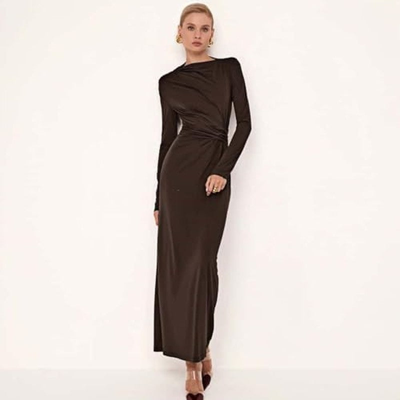 Women Elegant Casual Long Sleeve Sexy Bodycon Loun Brown - color detail